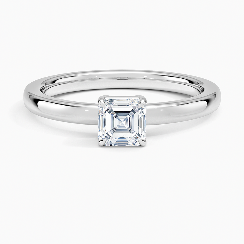Dara Low-Profile Solitaire Ring Platinum Asscher Engagement Ring