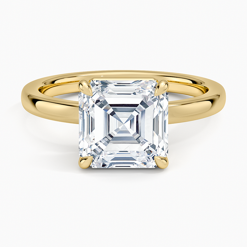 Dara Low-Profile Solitaire Ring Yellow Gold 18k Asscher Engagement Ring