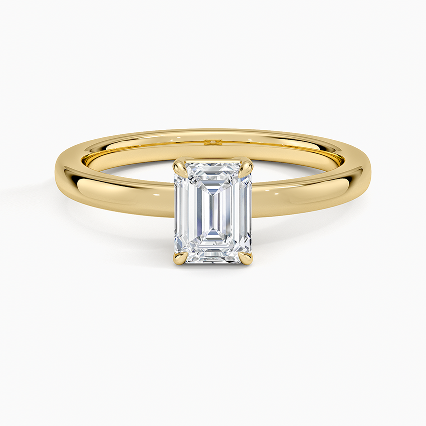 Dara Low-Profile Solitaire Ring Yellow Gold 18k Emerald Engagement Ring