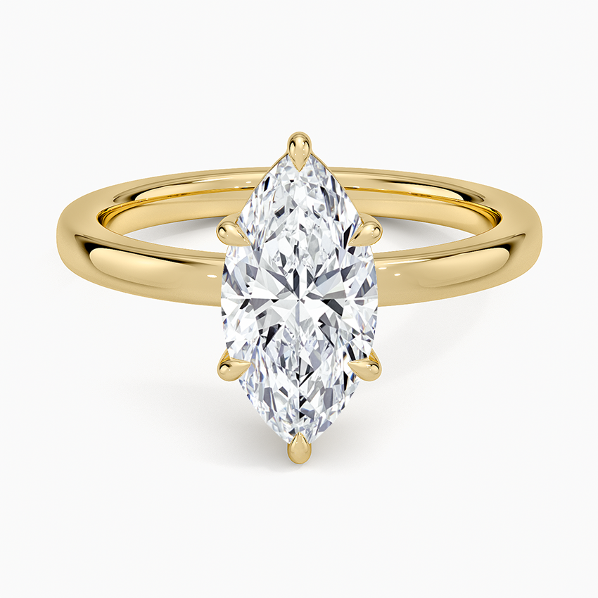 Dara Low-Profile Solitaire Ring Yellow Gold 18k Marquise Engagement Ring