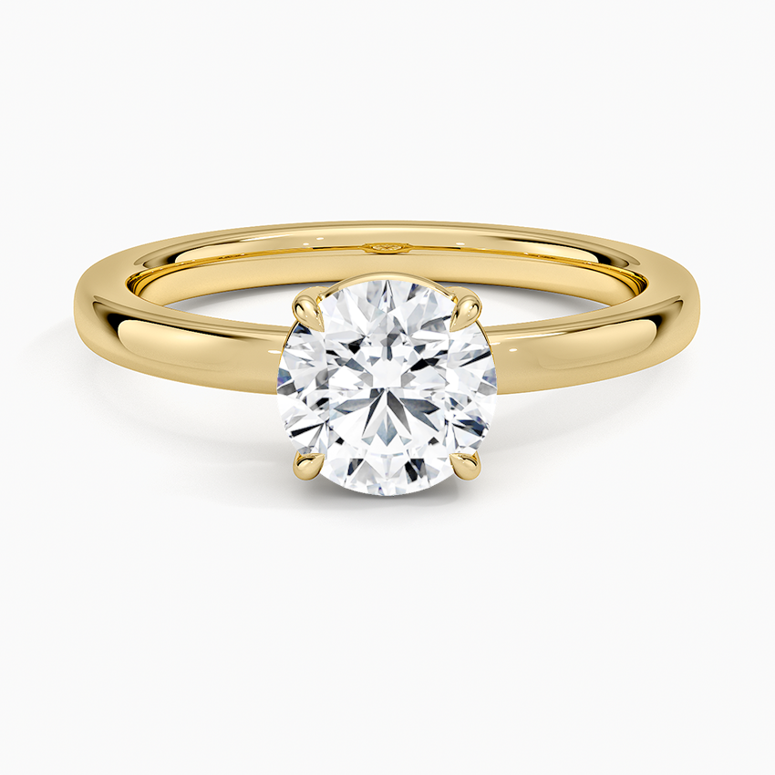 Dara Low-Profile Solitaire Ring Yellow Gold 18k Round Engagement Ring
