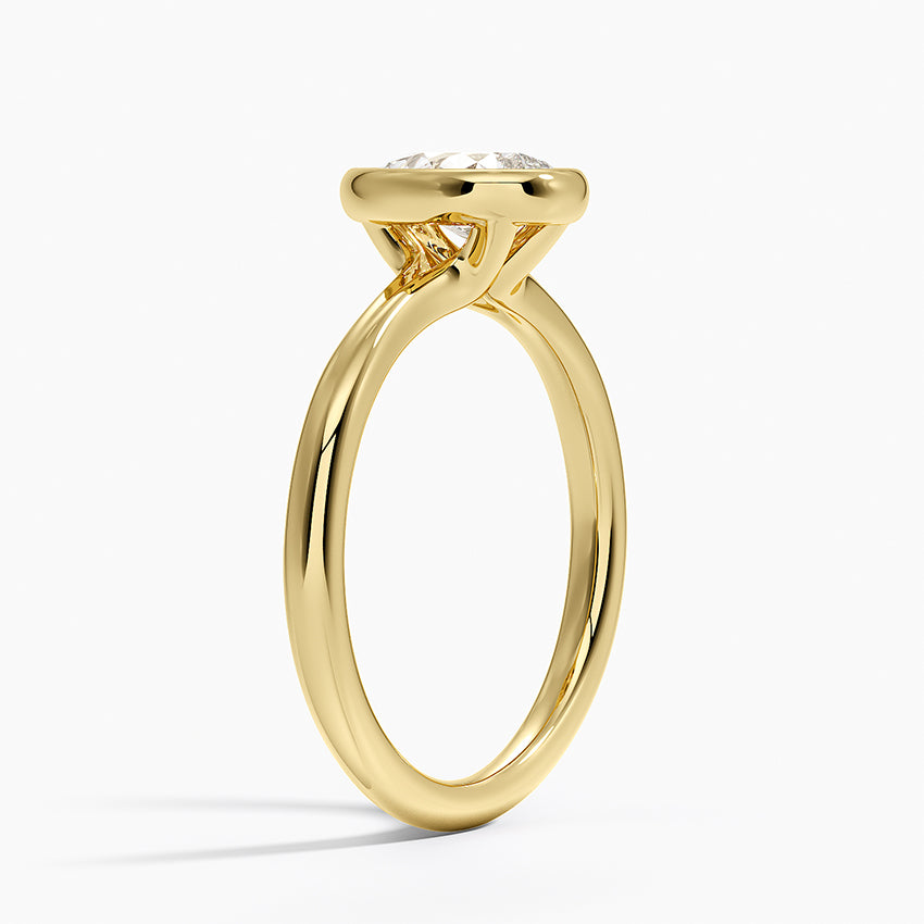 Freesia Bezel Solitaire Ring Yellow Gold 18k Pear Engagement Ring