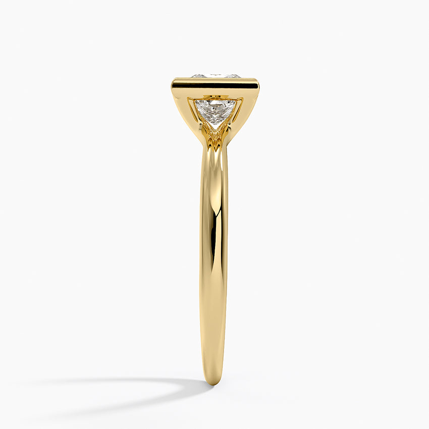 Freesia Bezel Solitaire Ring Yellow Gold 18k Princess Engagement Ring