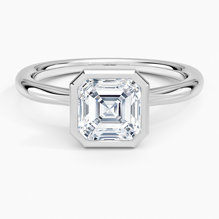 Freesia Bezel Solitaire Ring Platinum Asscher Engagement Ring