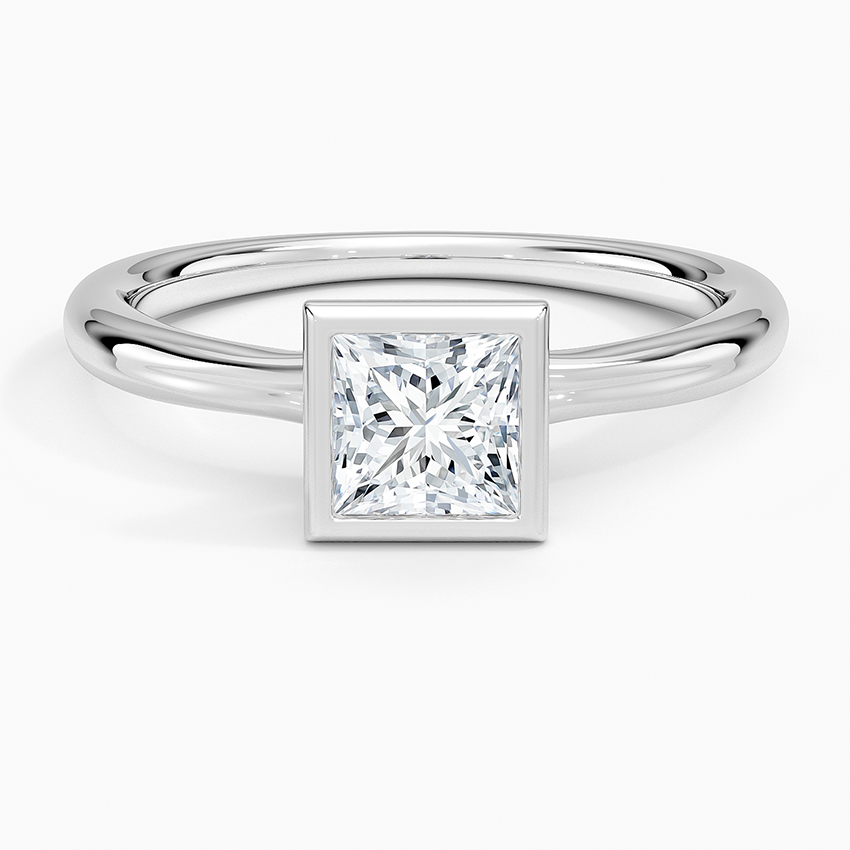 Freesia Bezel Solitaire Ring Platinum Princess Engagement Ring