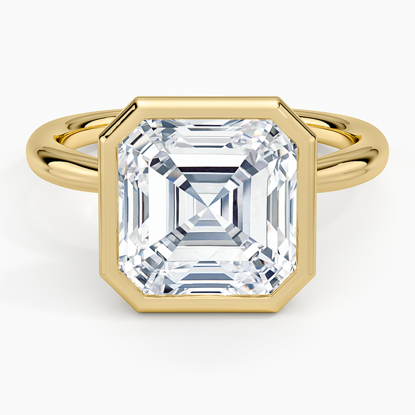 Freesia Bezel Solitaire Ring Yellow Gold 18k Asscher Engagement Ring