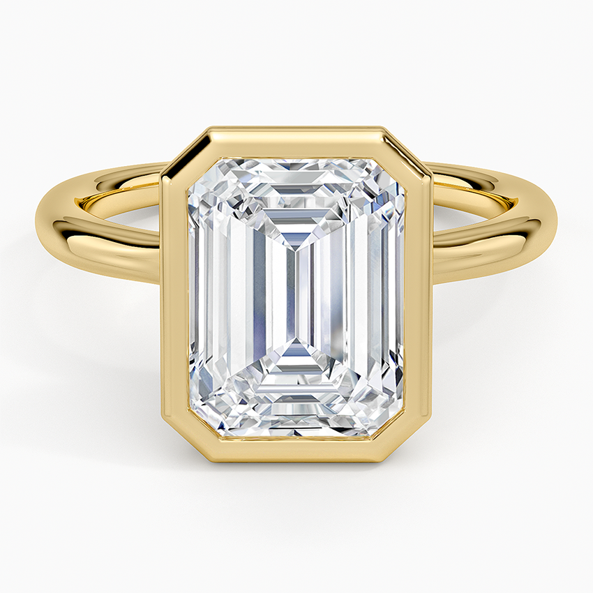 Freesia Bezel Solitaire Ring Yellow Gold 18k Emerald Engagement Ring