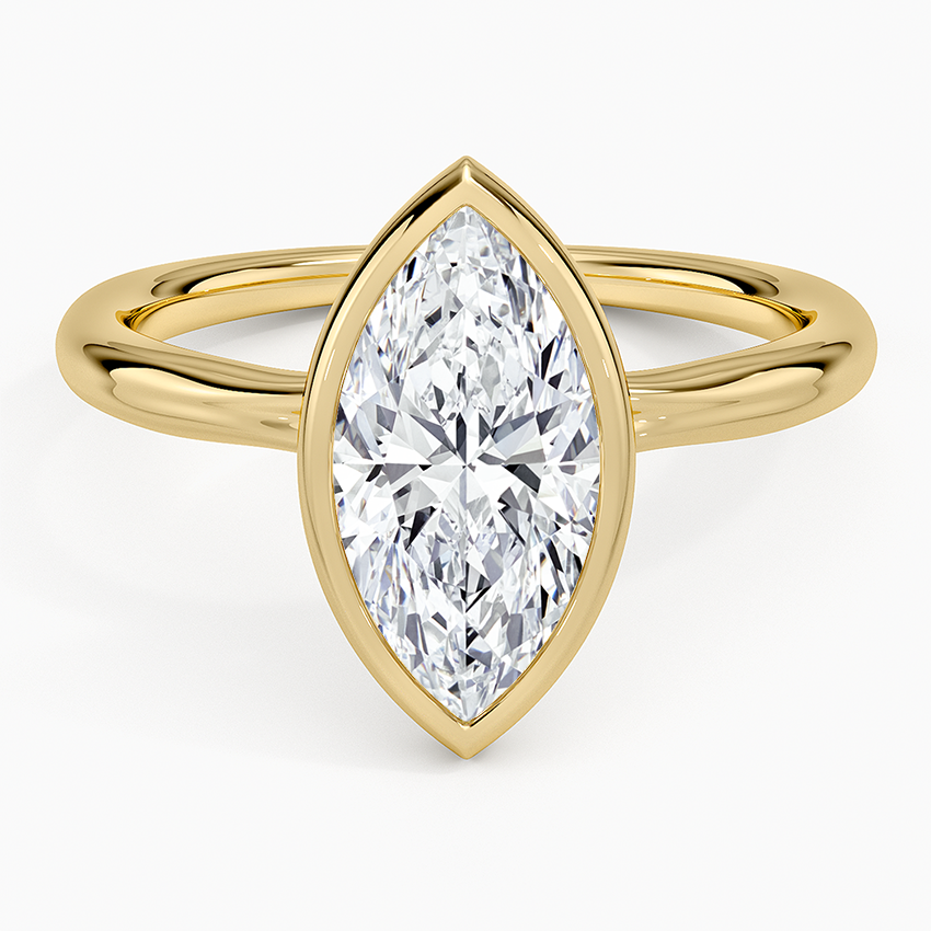 Freesia Bezel Solitaire Ring Yellow Gold 18k Marquise Engagement Ring