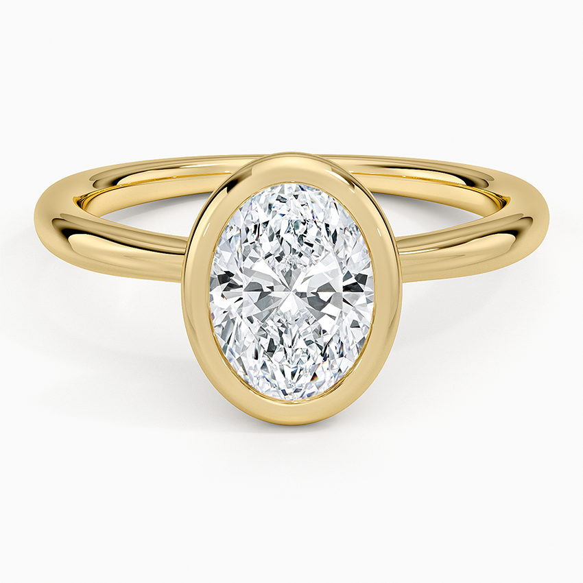 Freesia Bezel Solitaire Ring Yellow Gold 18k Oval Engagement Ring