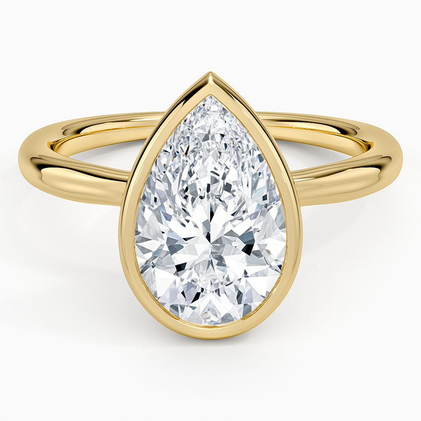Freesia Bezel Solitaire Ring Yellow Gold 18k Pear Engagement Ring