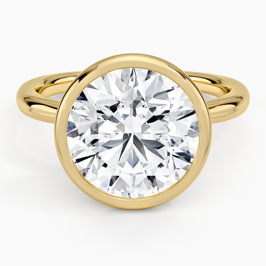 Freesia Bezel Solitaire Ring Yellow Gold 18k Round Engagement Ring