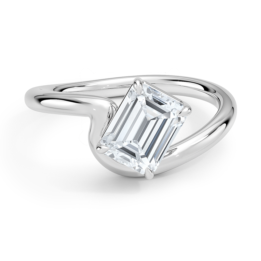 Aire Solitaire Engagement Ring 18K White Gold EM
