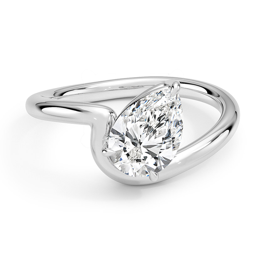 Aire Solitaire Engagement Ring 18K White Gold PE