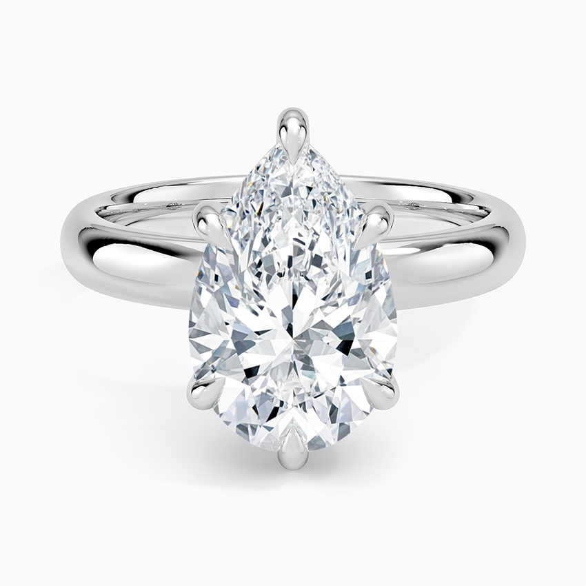 Audrey Perfect Fit 3mm Solitaire Ring Platinum Pear Engagement Ring