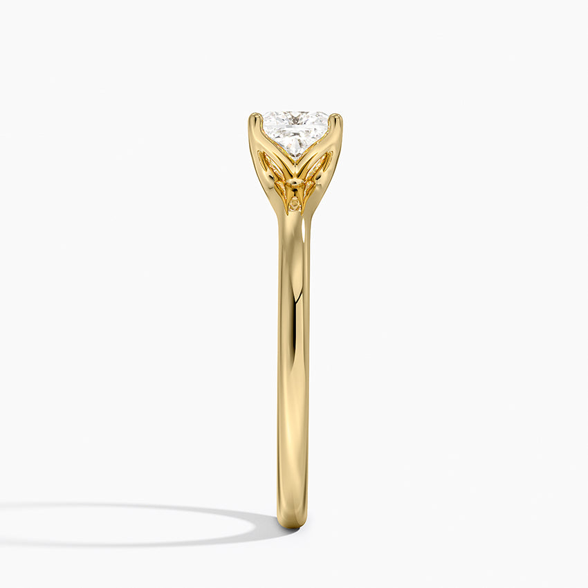Fleur Solitaire Ring Yellow Gold 18k Cushion Engagement Ring