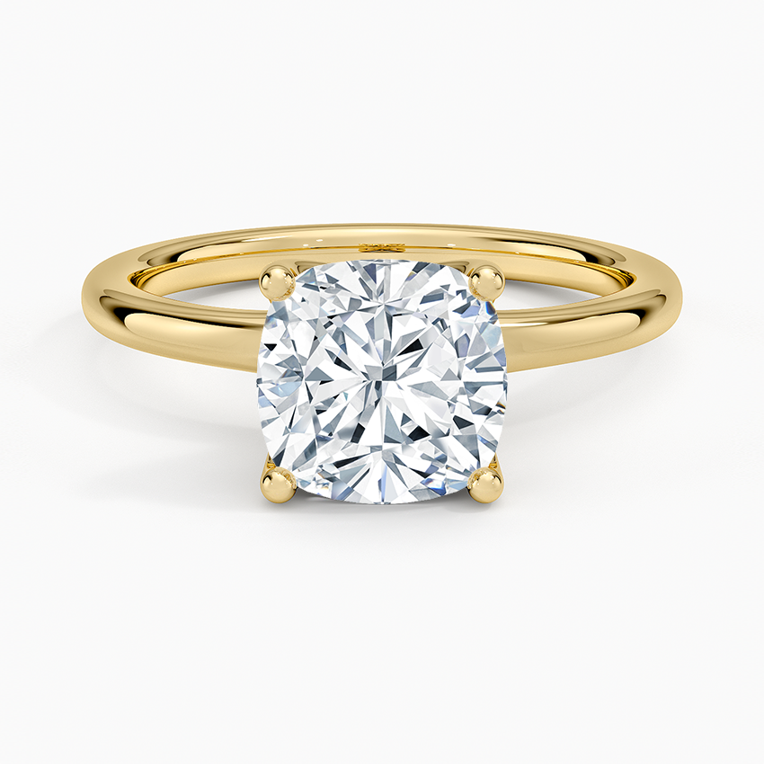 Fleur Solitaire Ring Yellow Gold 18k Cushion Engagement Ring