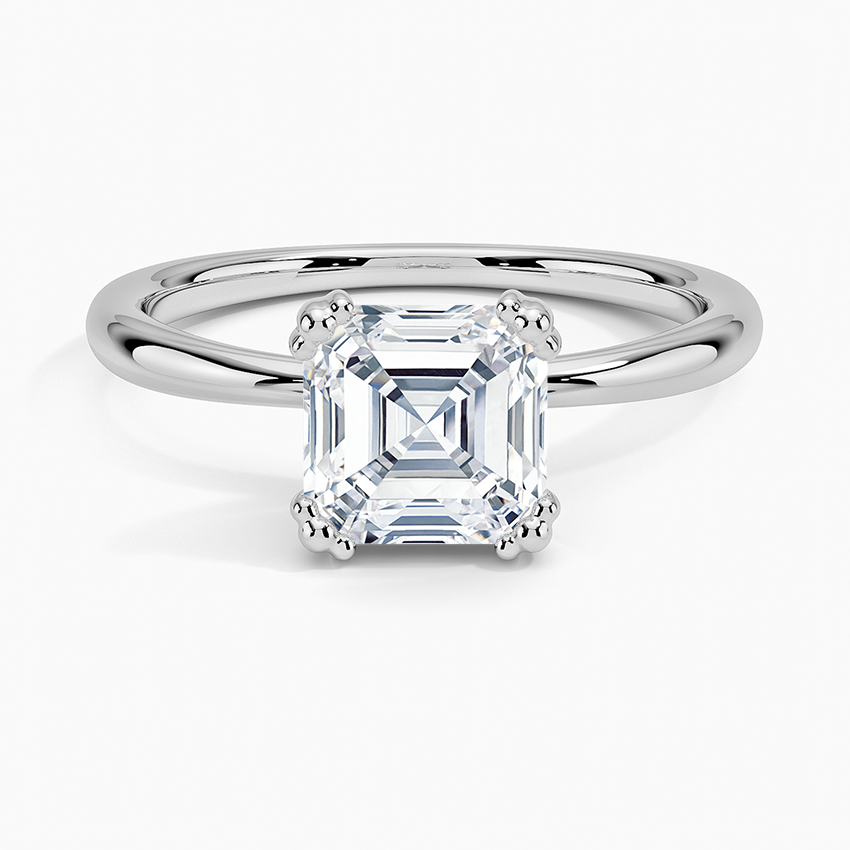 Freesia Triple-Prong Solitaire Ring Platinum Asscher Engagement Ring