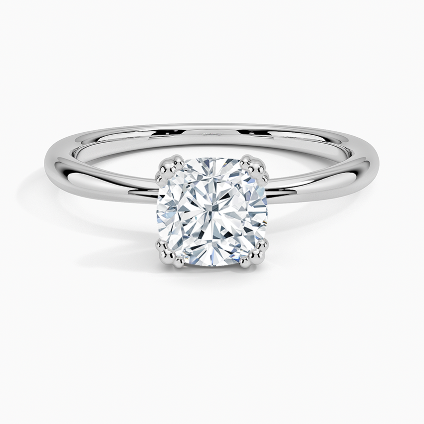 Freesia Triple-Prong Solitaire Ring Platinum Cushion Engagement Ring