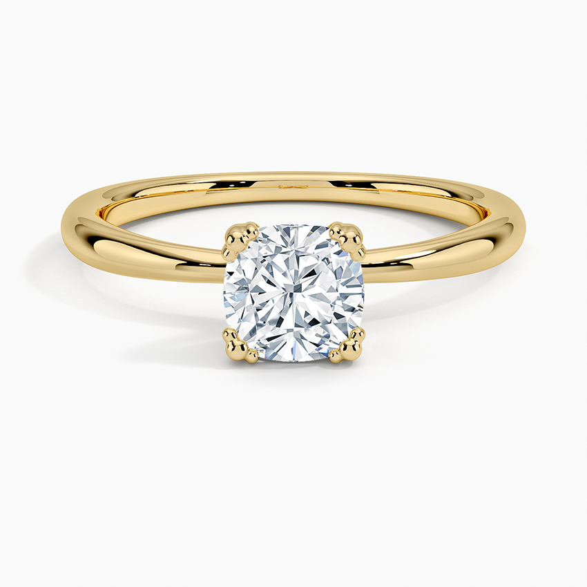 Freesia Triple-Prong Solitaire Ring Yellow Gold 18k Cushion Engagement Ring