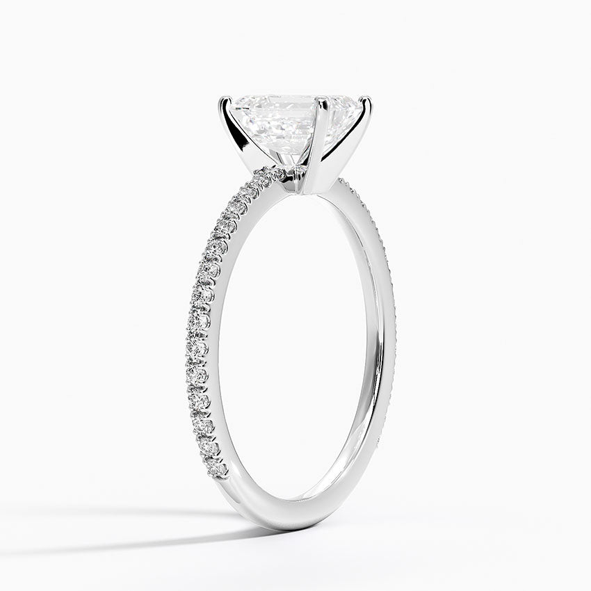 Ballad Three-Quarter Coverage Diamond Ring (1/4 ct. tw.) Platinum Emerald Engagement Ring