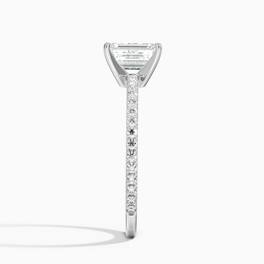 Ballad Three-Quarter Coverage Diamond Ring (1/4 ct. tw.) Platinum Emerald Engagement Ring