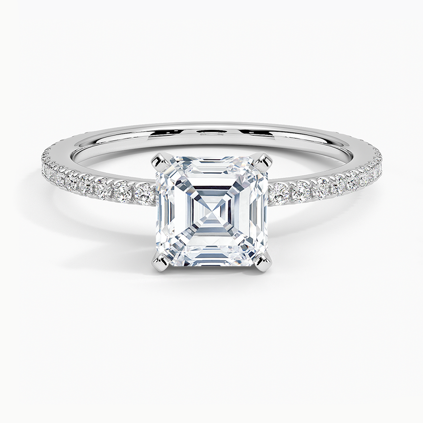 Ballad Three-Quarter Coverage Diamond Ring (1/4 ct. tw.) Platinum Asscher Engagement Ring