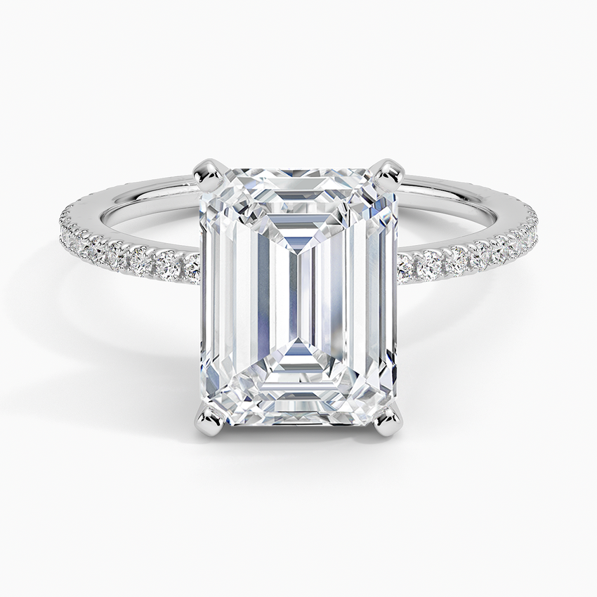 Ballad Three-Quarter Coverage Diamond Ring (1/4 ct. tw.) Platinum Emerald Engagement Ring