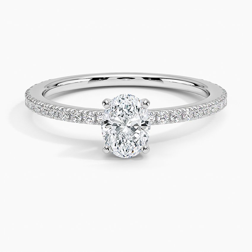 Ballad Three-Quarter Coverage Diamond Ring (1/4 ct. tw.) Platinum Oval Engagement Ring