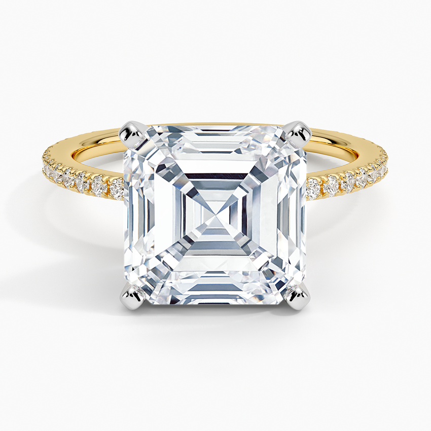 Ballad Three-Quarter Coverage Diamond Ring (1/4 ct. tw.) Yellow Gold 18k Asscher Engagement Ring