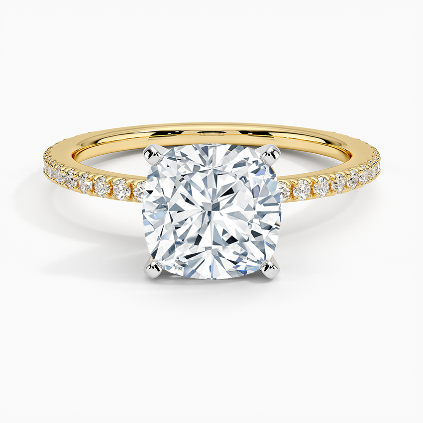 Ballad Three-Quarter Coverage Diamond Ring (1/4 ct. tw.) Yellow Gold 18k Cushion Engagement Ring