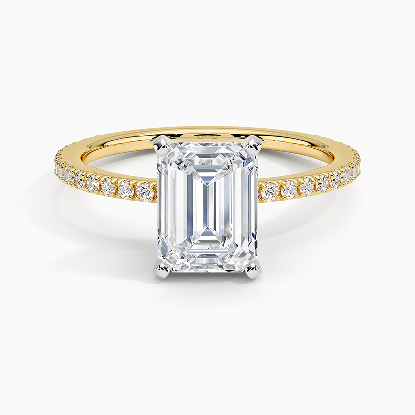 Ballad Three-Quarter Coverage Diamond Ring (1/4 ct. tw.) Yellow Gold 18k Emerald Engagement Ring