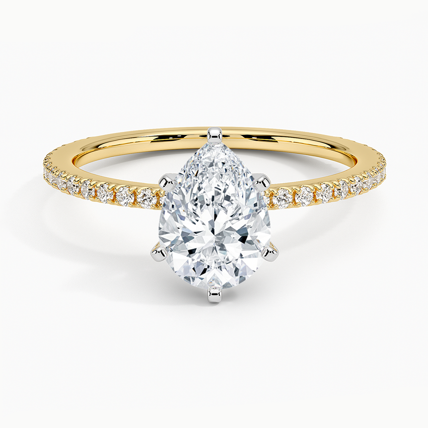 Ballad Three-Quarter Coverage Diamond Ring (1/4 ct. tw.) Yellow Gold 18k Pear Engagement Ring