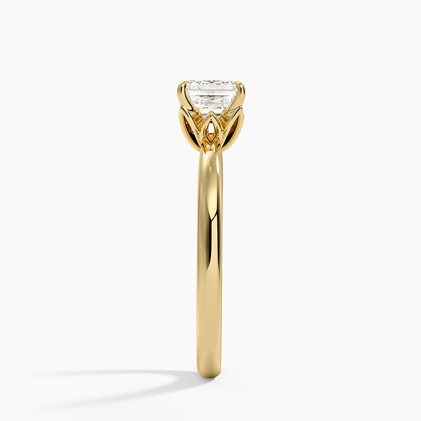 Petal 2mm Solitaire Ring Yellow Gold 18k Asscher Engagement Ring