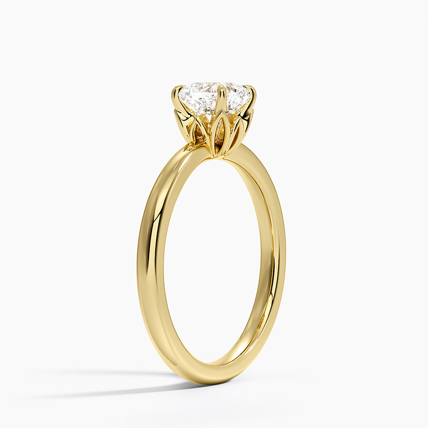 Petal 2mm Solitaire Ring Yellow Gold 18k Cushion Engagement Ring