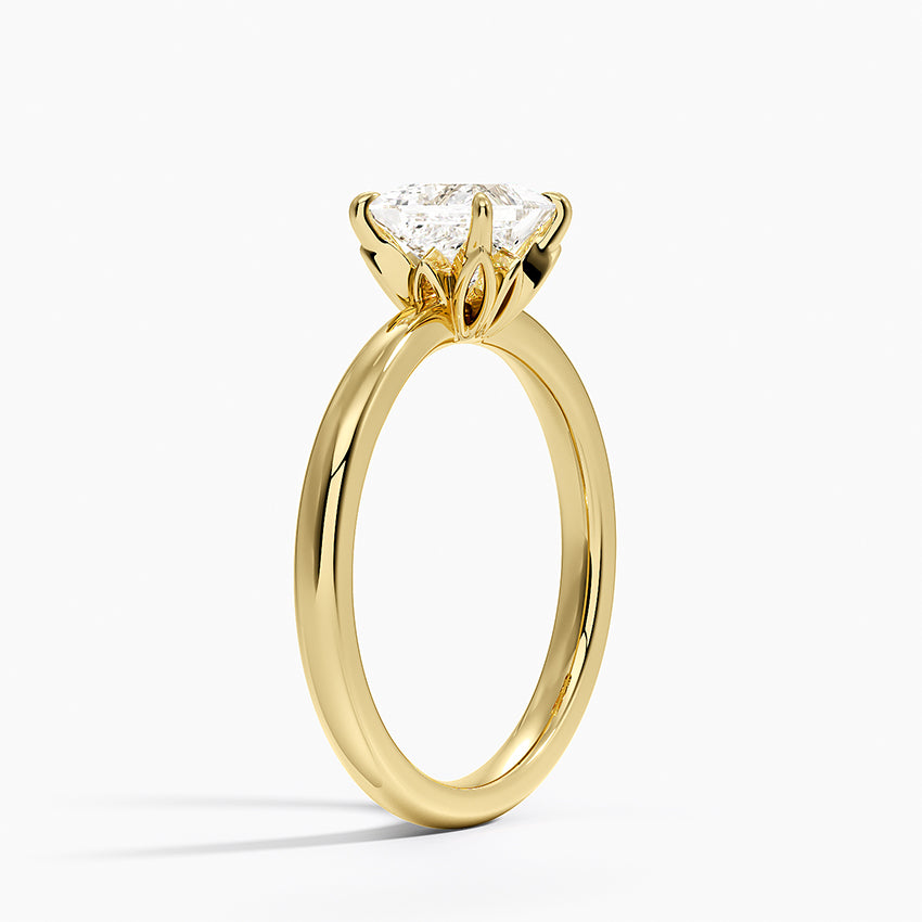 Petal 2mm Solitaire Ring Yellow Gold 18k Princess Engagement Ring