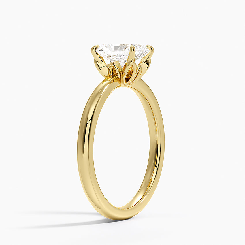 Petal 2mm Solitaire Ring Yellow Gold 18k Radiant Engagement Ring