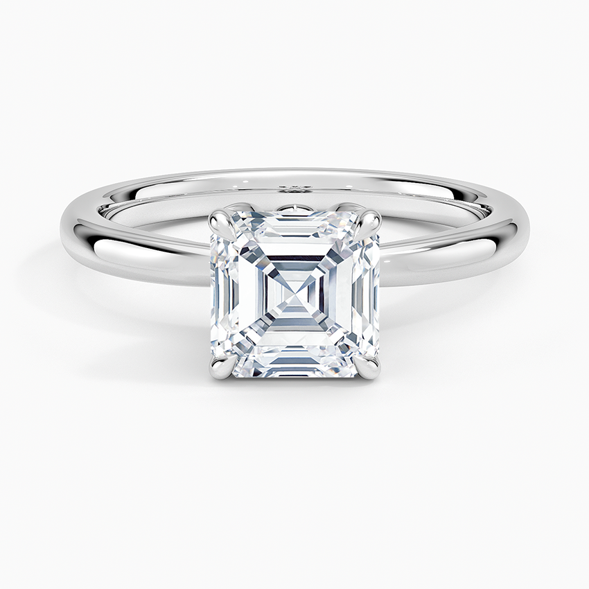 Petal 2mm Solitaire Ring Platinum Asscher Engagement Ring