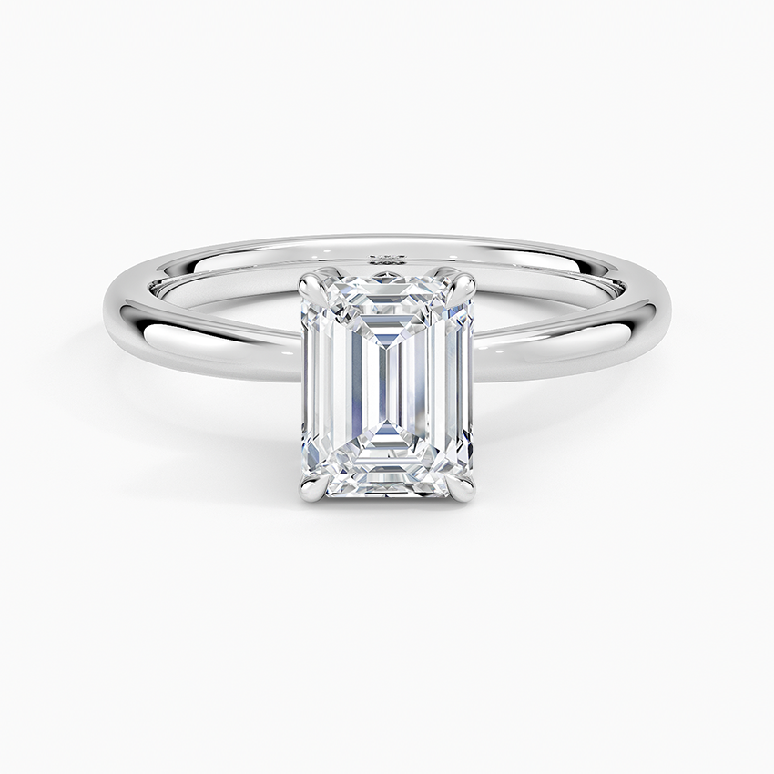 Petal 2mm Solitaire Ring Platinum Emerald Engagement Ring