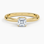 Petal 2mm Solitaire Ring Yellow Gold 18k Asscher Engagement Ring