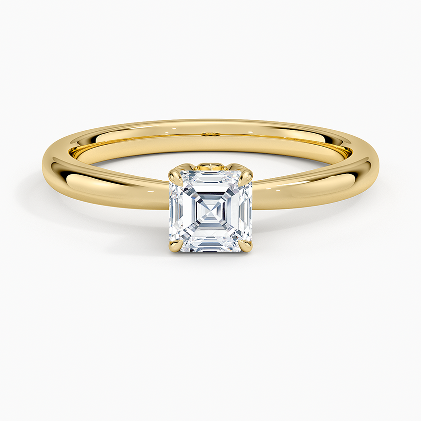 Petal 2mm Solitaire Ring Yellow Gold 18k Asscher Engagement Ring