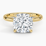 Petal 2mm Solitaire Ring Yellow Gold 18k Cushion Engagement Ring