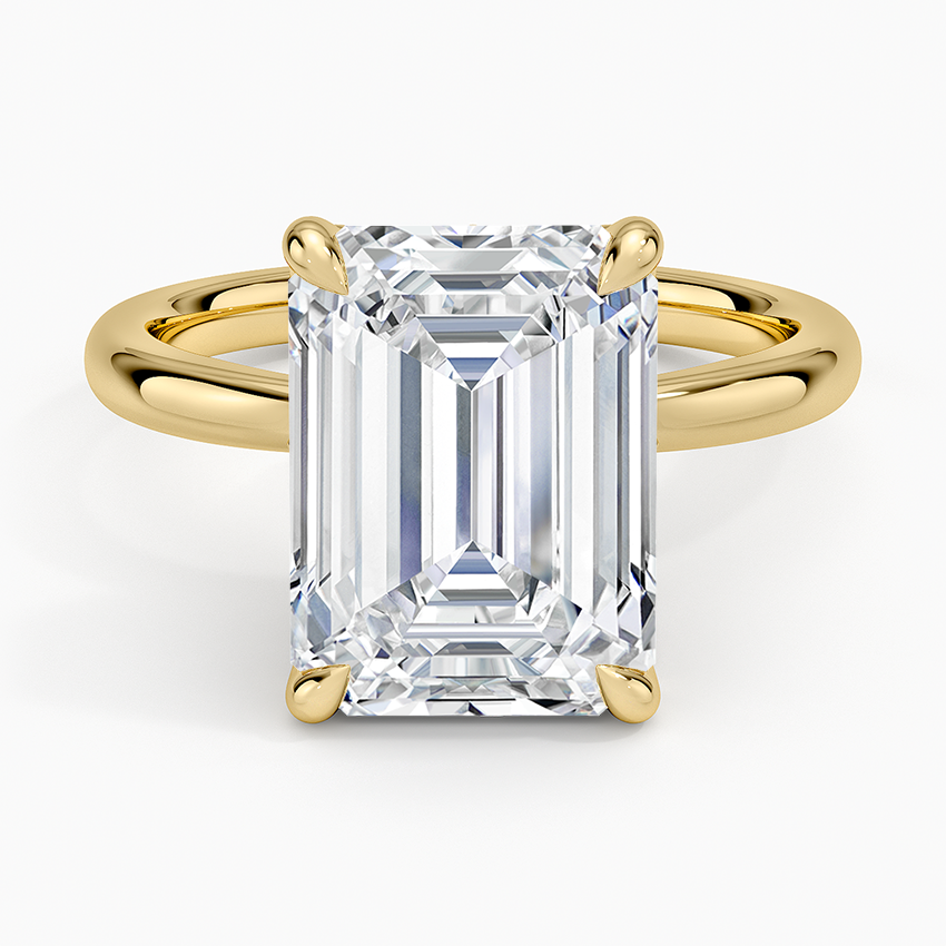 Petal 2mm Solitaire Ring Yellow Gold 18k Emerald Engagement Ring