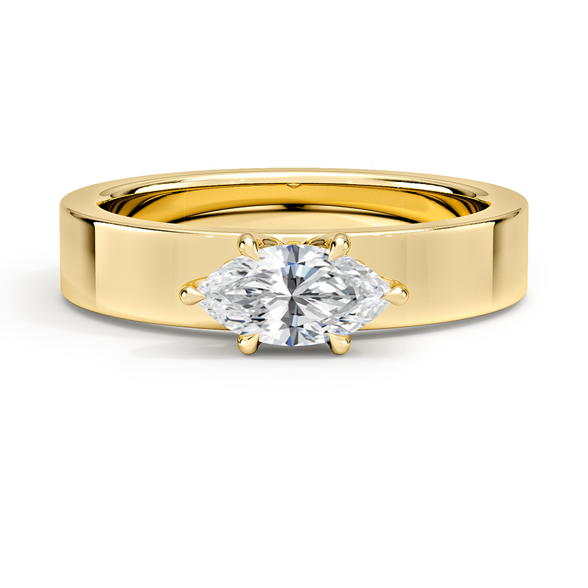 Peyton East-West Solitaire Engagement Ring 18K Yellow Gold MQ
