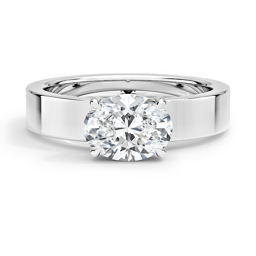 Peyton East-West Solitaire Engagement Ring 18K White Gold OV