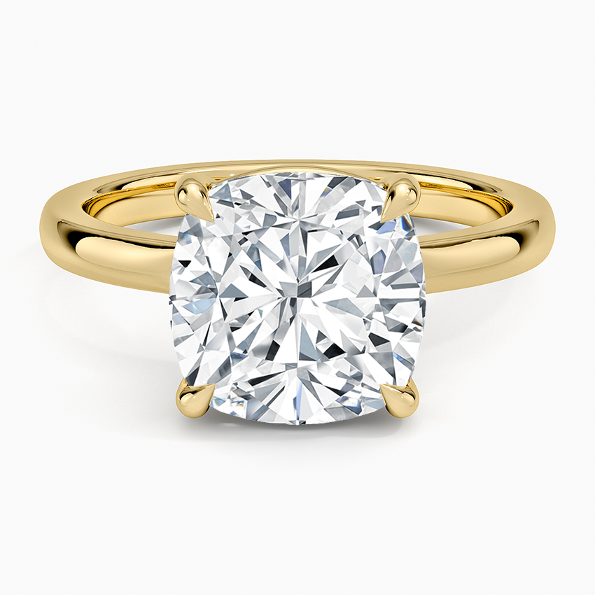 Alice Solitaire Ring Yellow Gold 18k Cushion Engagement Ring