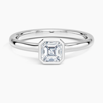 Sylvie Perfect Fit Bezel Solitaire Ring Platinum Asscher Engagement Ring