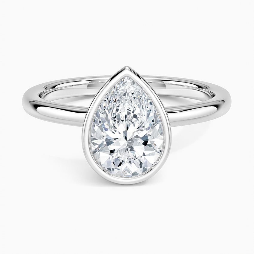 Sylvie Perfect Fit Bezel Solitaire Ring Platinum Pear Engagement Ring