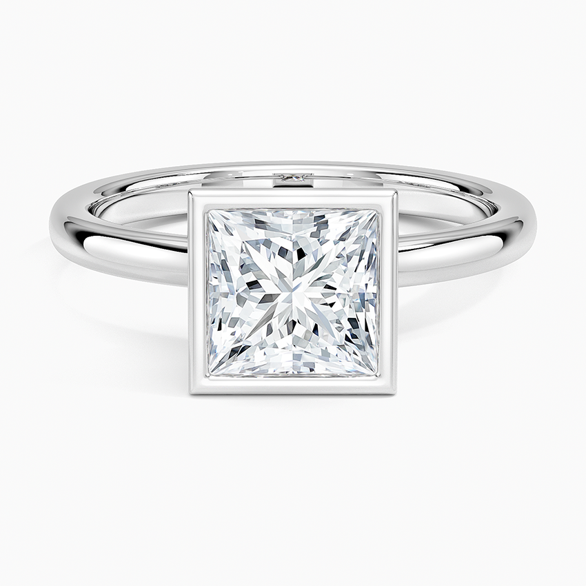 Sylvie Perfect Fit Bezel Solitaire Ring Platinum Princess Engagement Ring