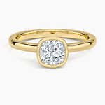 Sylvie Perfect Fit Bezel Solitaire Ring Yellow Gold 18k Cushion Engagement Ring