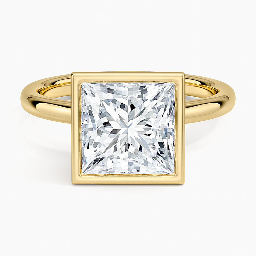 Sylvie Perfect Fit Bezel Solitaire Ring Yellow Gold 18k Princess Engagement Ring